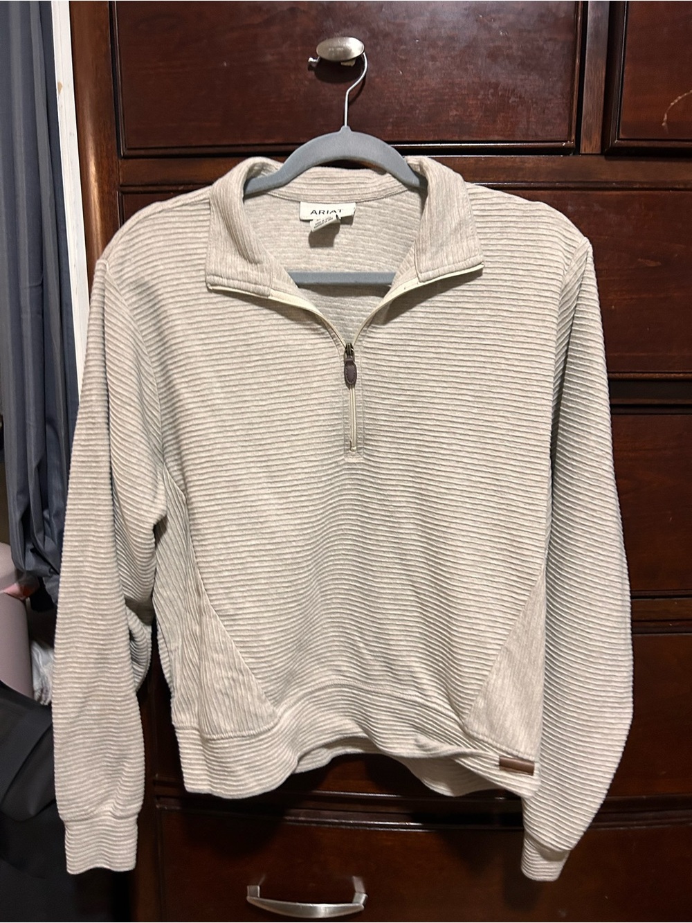 Ariat Cream Ribbed Quarter-Zip Pullover